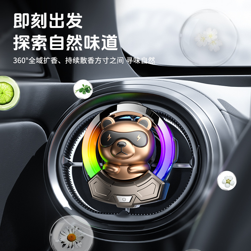 The new car features cute bear ambient lights, air outlets, car aroma diffusers, interior accessories, rhythm lights, and illuminated decorative items Specification image