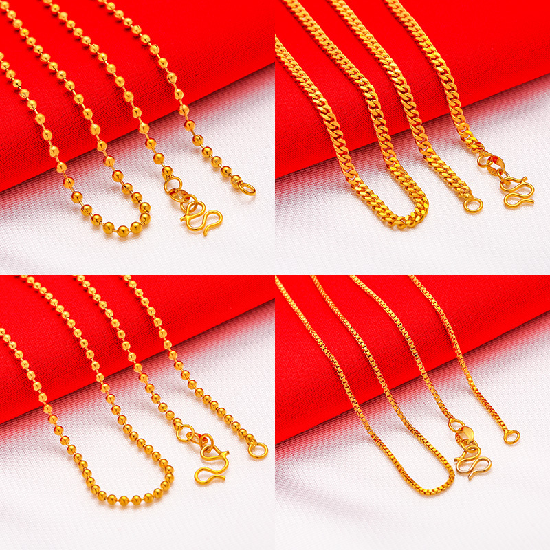 Vietnamese sand gold gold-plated necklace, women's necklace, water wave necklace, snake bone necklace, box necklace, O-shaped necklace Specification image