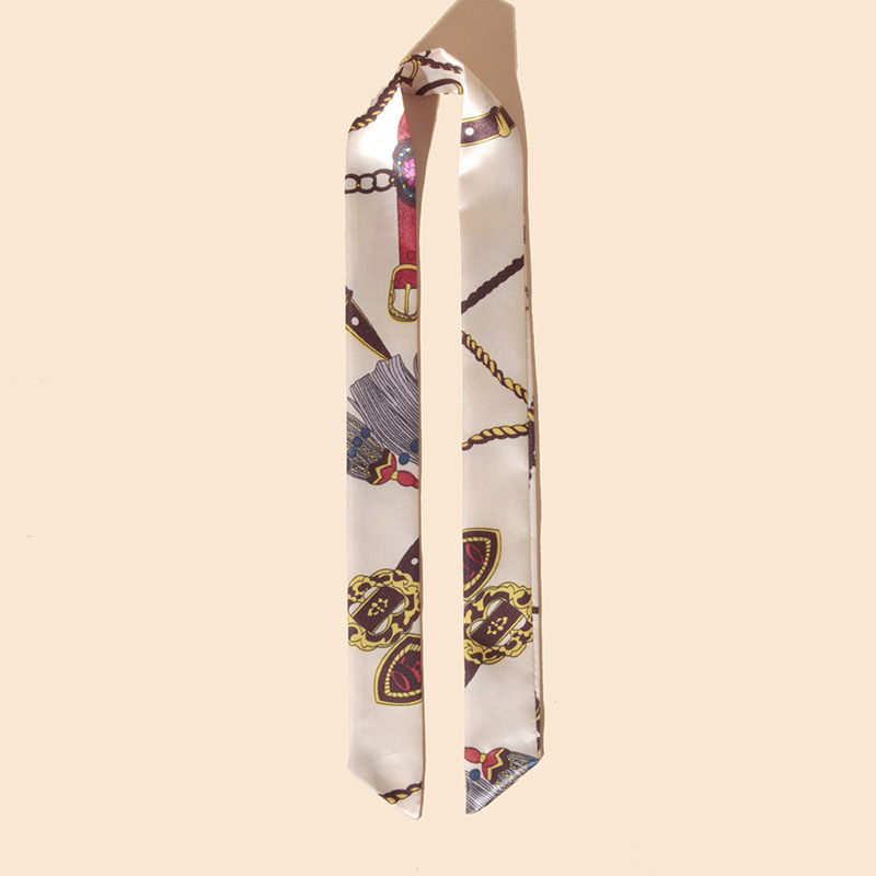 Spring Silk Scarf Women Vintage Tie Bag Streamer Decoration All Scarf Long Scarf Double-Sided Printed Small Silk Scarf Wholesale Specification drawing