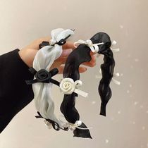 Mesh satin camellia headband French elegance hair card bow pearl go out headband headdress