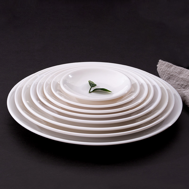 White plate melamine tableware disk Flat plate Plastic plate Western plate Commercial plate plate plate plate plate plate plate bone plate wholesale Specification drawing