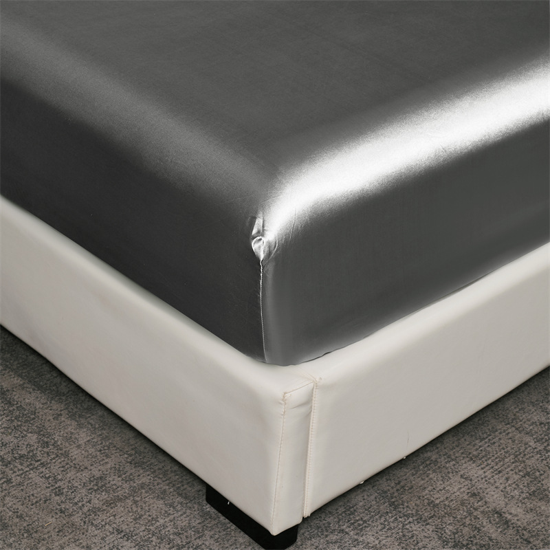 Cross-Border Amazon Selling Silk Color Fitted Sheet Satin Cool Bed Cover Mattress Cover details Picture
