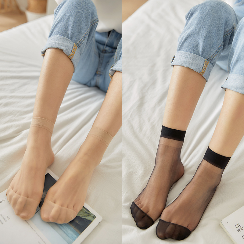 Sock stall, one-piece consignment, crystal silk socks for women, summer thin anti-odor glass short silk socks, anti-hook silk solid color invisible silk socks, factory wholesale, one-piece consignment