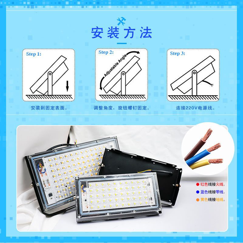 Cross-border LED floodlights, outdoor high-brightness water-resistant high-power courtyard factory floodlights, outdoor construction site lights Application Scenario