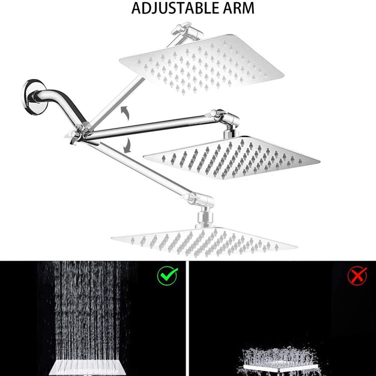 Foreign trade European and American stainless steel shower head set, 3-function handheld showerhead, 10-inch top shower head arm set Item Picture