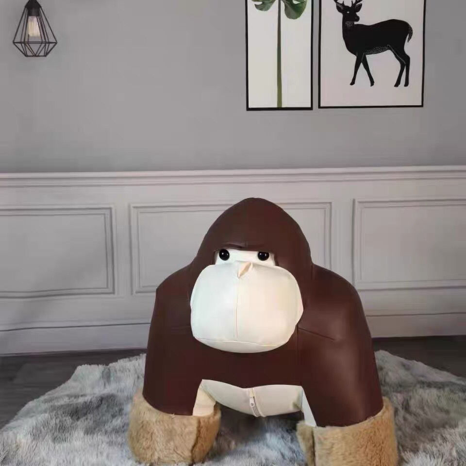 Internet celebrity creative gorilla stool home living room shoe seat cartoon cute animal sofa soft leather stool cartoon stool display stool Specification drawing