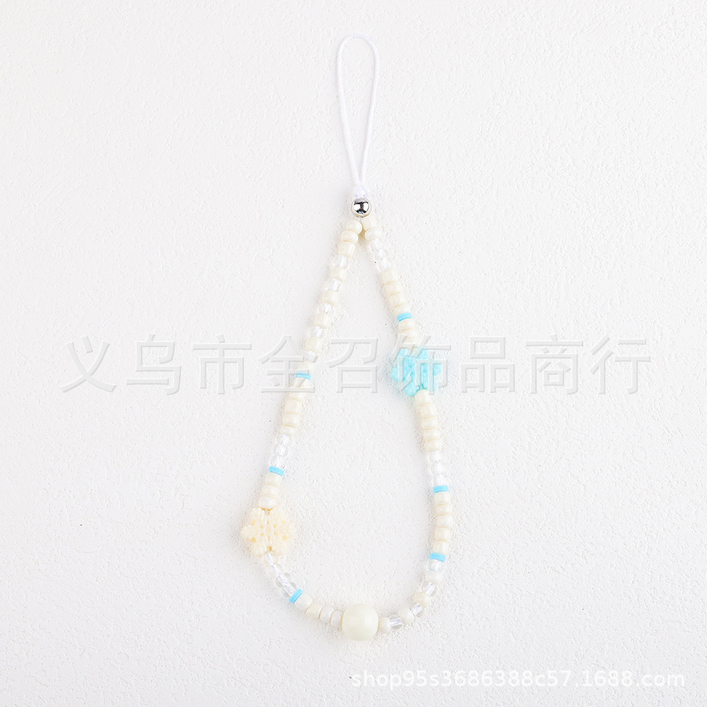 The brand-new 2024 Xiaohongshu Ice and Snow World snowflake mobile phone chain, beaded mobile phone lanyard, pendant and colorful key chain details Picture