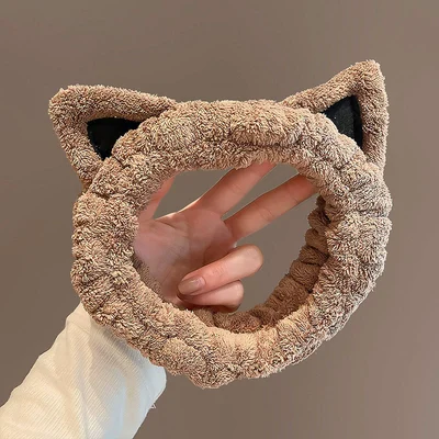 Korean Version Of Hair Band Face Cat Ears Cute Wash Hair Band Network Red Ins Hair Cover Mask Headband Women's Hair