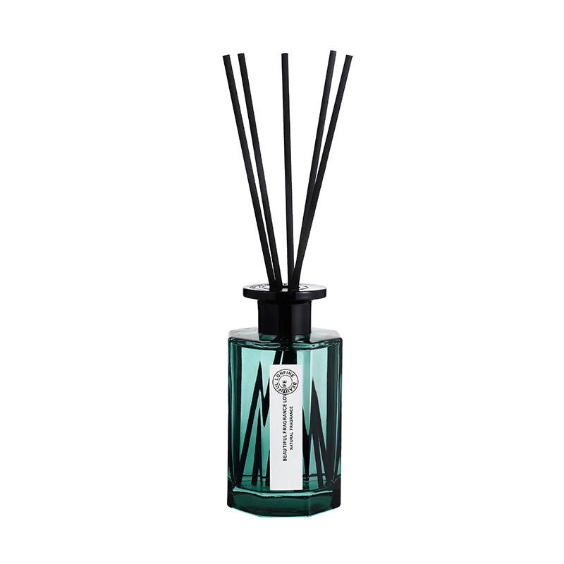 200Ml Dark Green Aromatherapy Household Indoor Long-Lasting Office Eight-Sided Bottle Scented Essential Oil Bedroom Aromatherapy Decoration Item Picture