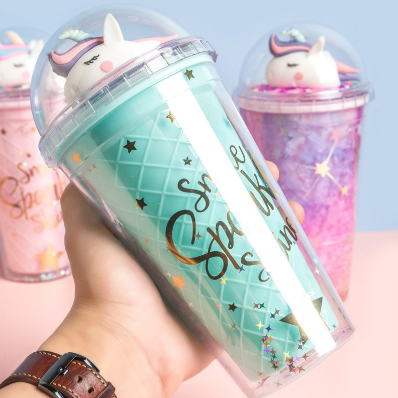 New Unicorn Straw Ice Cup Cartoon Cute Children Drink Water Cup Milk Tea Cup Spot Wholesale Application Scenario