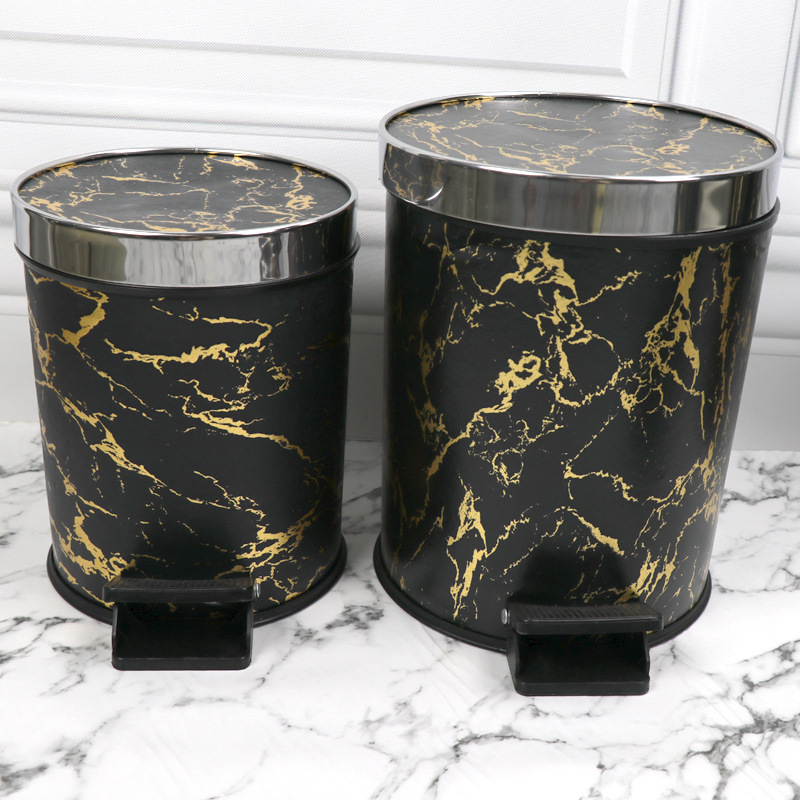 Treadle Trash Can Hotel Household Living Room Bathroom Kitchen Covered Office Plastic Sanitary Bucket Waste Paper Basket details Picture