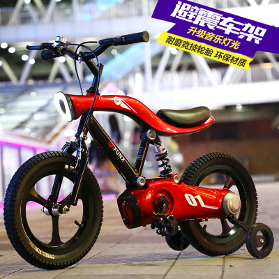 方西高碳钢3-6岁儿童自行车带音乐灯光小孩单车12/14/16寸脚踏车