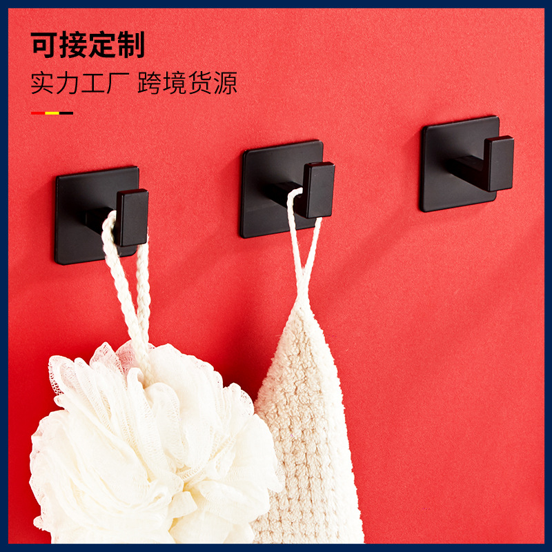 Honghao Space Aluminum Hook Wholesale Bathroom Storage Sticky Hook Toilet Door Towel Free Punching Clothes Hook Single details Picture