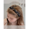 2025 New best-selling hairband for women, high top of the head, fabric mesh, pearl, women, toothed facial cleansing hairband Specification image