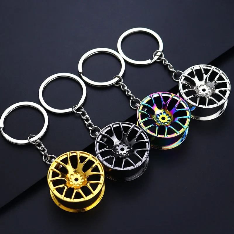 Factory Quality Zinc Alloy Key Chain Creative Car Wheel Hub Key Chain Pendant Gift Crafts Can Print Logo