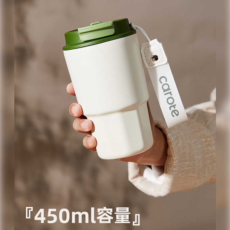 双饮咖啡杯316不锈钢保温杯便携随行水杯高颜值吸管杯子礼品批发