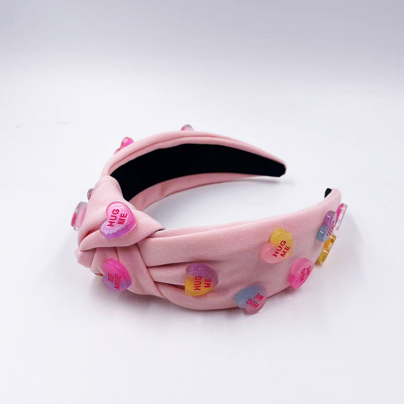 Exclusive Qiwei Accessories, Exclusive Qiwei Accessories, Exclusive Qiwei Accessories, new fashionable and sweet Valentine's Day solid color knotted and flowing sand heart-shaped accessories, wide edge candy-colored headband and hair band Item Picture