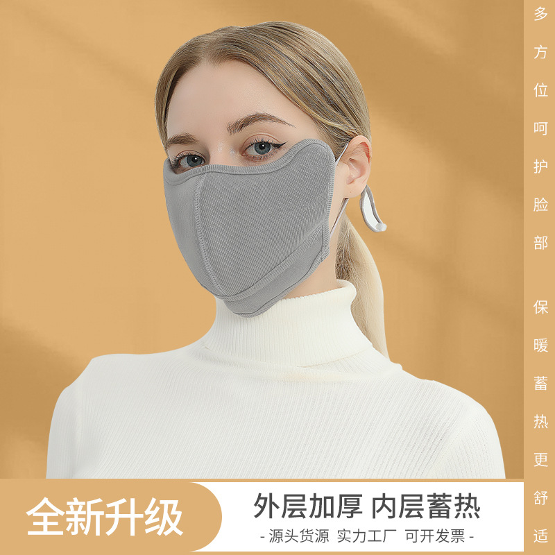 2022新款冬季保暖口罩显瘦V脸时尚男女奥丽绒百搭口罩详情图2