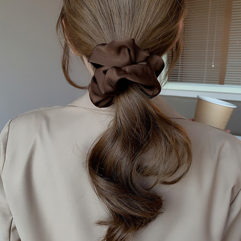 Feel Satin Large Scrunchie South Korean Network Red 2022 Temperament Tie Hair Rope Female Simple Ball Hair Accessories details Picture