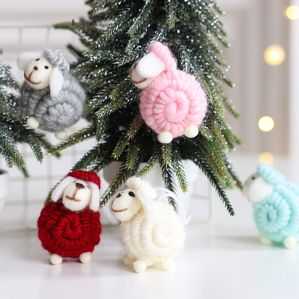 Christmas Decorations Solid Color Sheep Felt Poke Poke Music Diy Handmade Sheep Sheep Christmas Decoration Can Be Mixed Batch details Picture