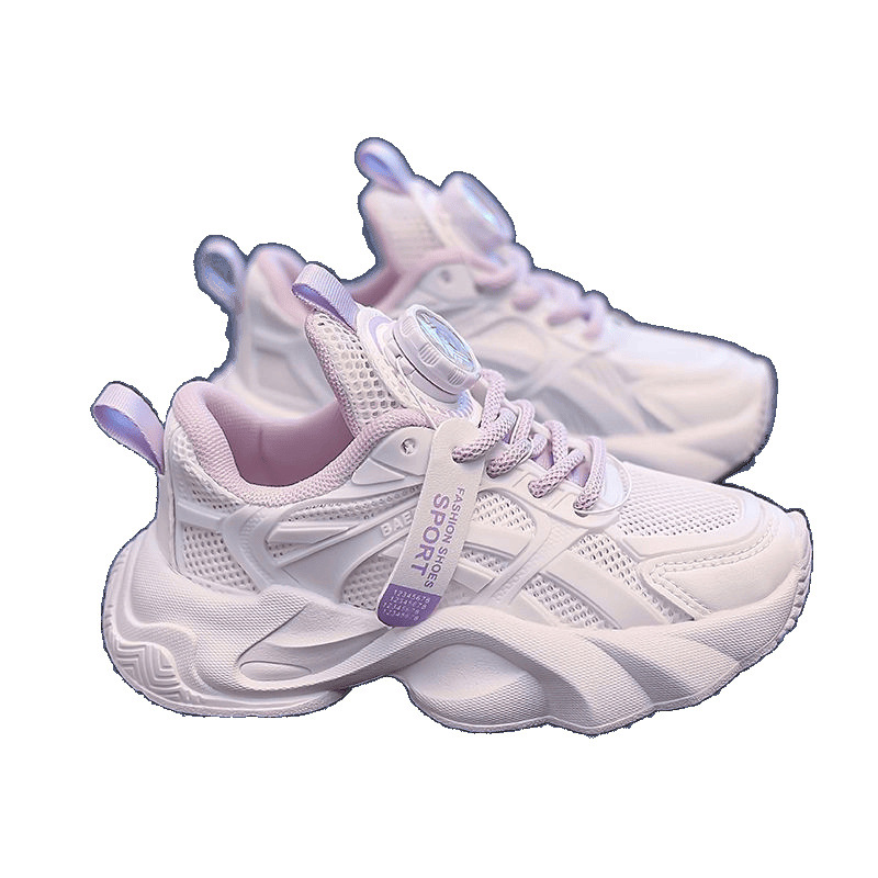 Summer 2025 new style children's sports white shoes, big kids girls mesh breathable dad shoes Item Picture
