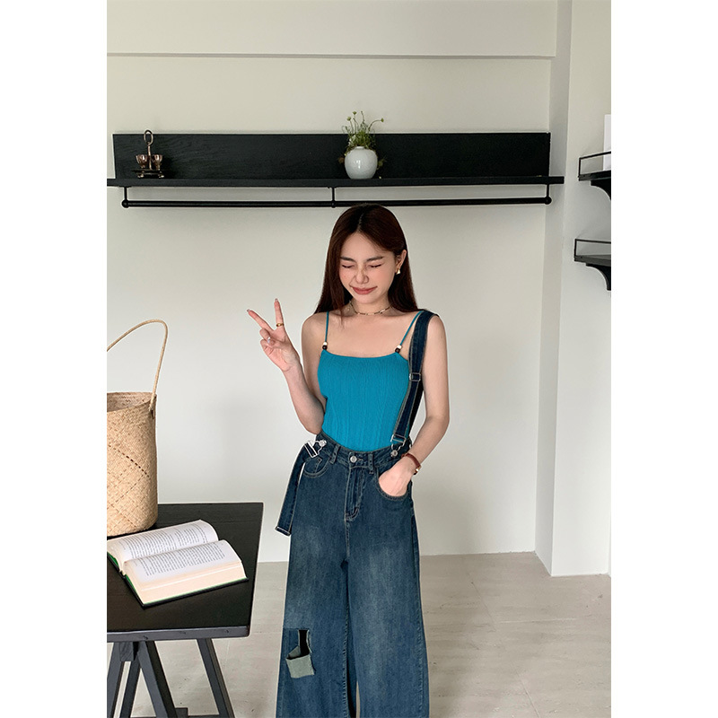 Denim Suspenders Summer Waist Hole Design Slim Jeans 7207 Application Scenario