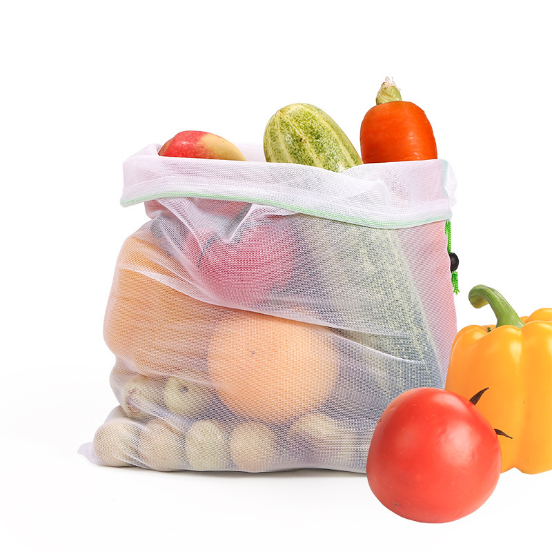 涤纶拉绳束口网袋超市菜场水果蔬菜抽绳网眼购物袋定制可重复使用详情图2