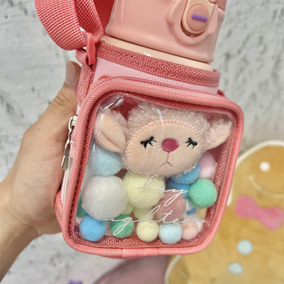 Cartoon Strap Cloth Cover Water Cup Latch Lid Children Cup Two Lid Insulated Cup Small Bag Children Insulated Pot details Picture