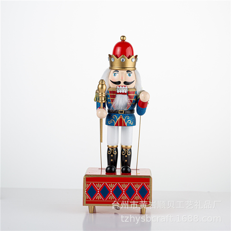 Christmas And New Year Gift 32Cm Boutique Sb58507 Lotus Hand-Painted Nutcracker Clockwork Music Box details Picture