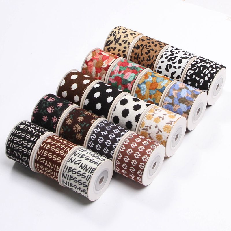 Single-sided floral English polka dot twill printed webbing DIY bow hair accessory shoelaces top hat decoration