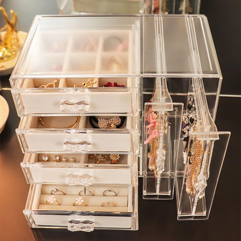 Transparent necklace and earring display stand details Picture
