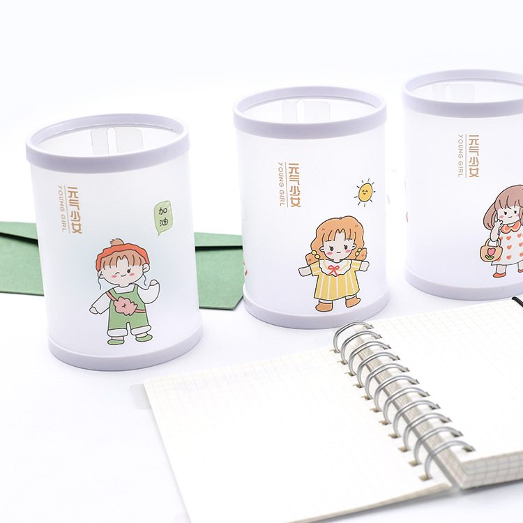 Rui Xiang Creative Pen Holder Nordic Personality Storage Sealed Round Rotary Cute Small Fresh Assembly Simple Pen Holder details Picture