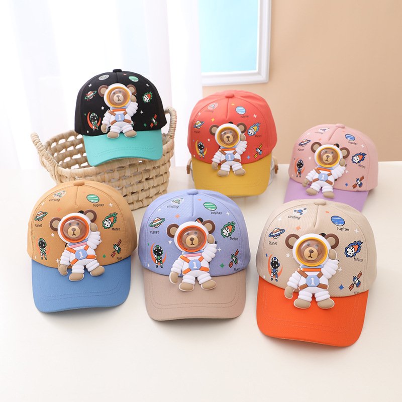 Children's Cap Children's Cap Children's Baseball Cap New Astronaut Headphone Cap Cute Cartoon Children's Baseball Cap Spring And Summer New Sunshade Hat Male K569 details Picture
