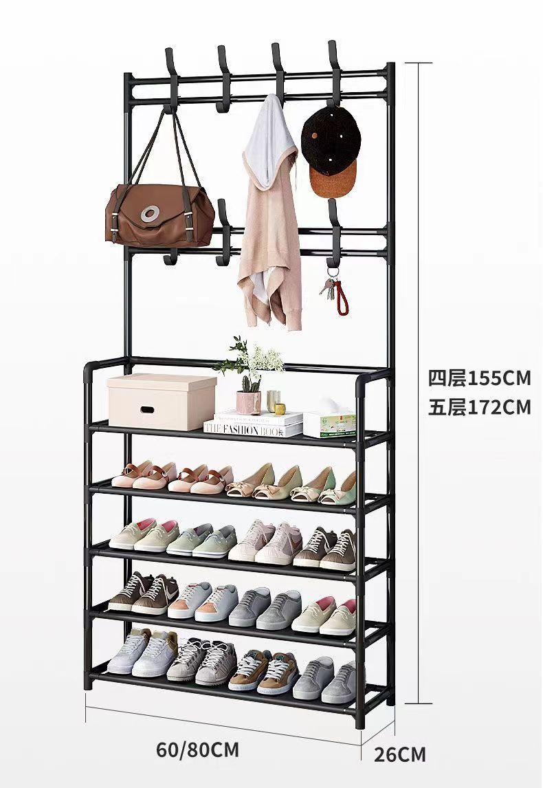 Wholesale floor-standing clothes hangers, simple coat racks, hanging clothes hangers, dormitory household dust-proof storage, shoe and hat racks, multi-layer storage racks 0819
