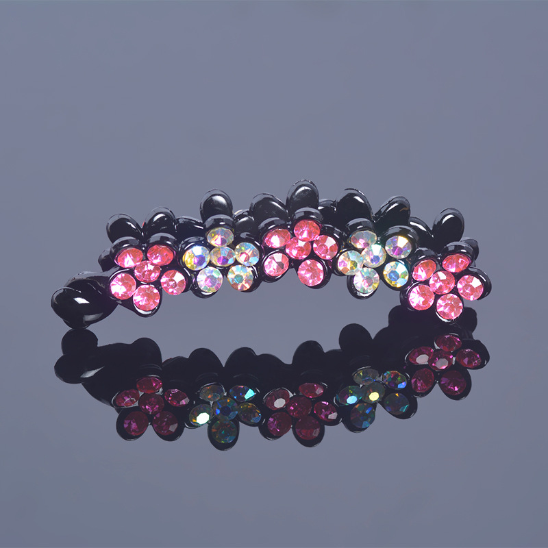 Wholesale Korean banana clips, vertical clips, ponytail hair clips, hair accessories, rhinestones, elegant twist clips, hair accessories, anti-slip top clips Specification image