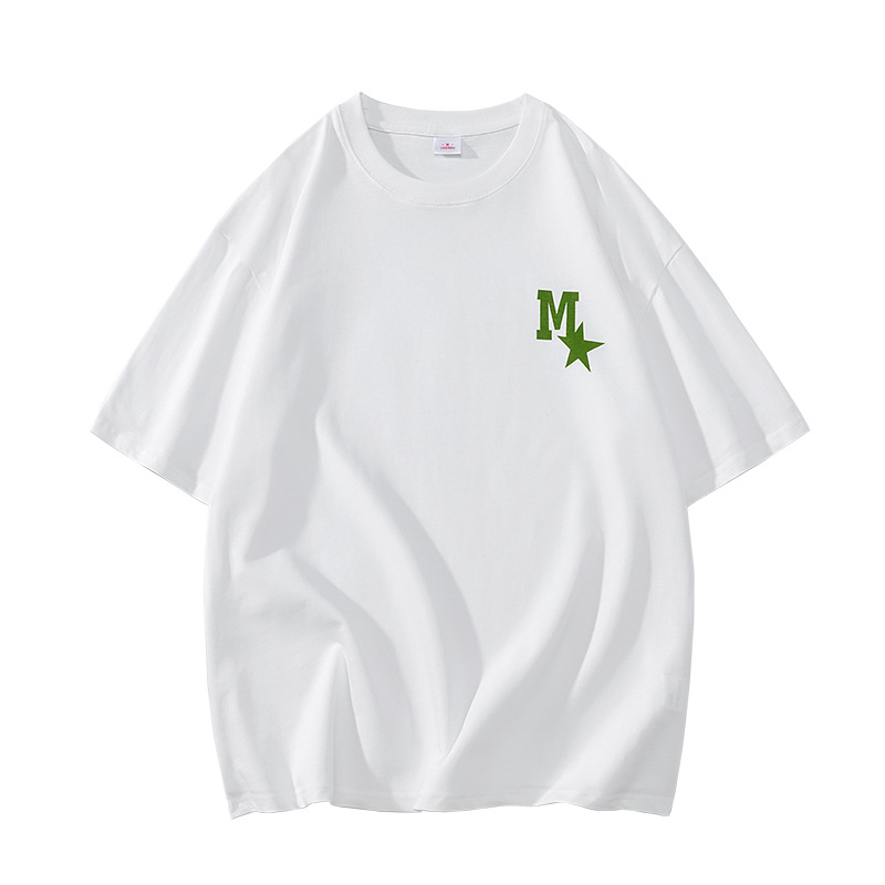 High-quality men's T-shirt, summer Hong Kong-style loose pure cotton short-sleeved T-shirt, couple style, simple and versatile five-quarter sleeve top Item Picture