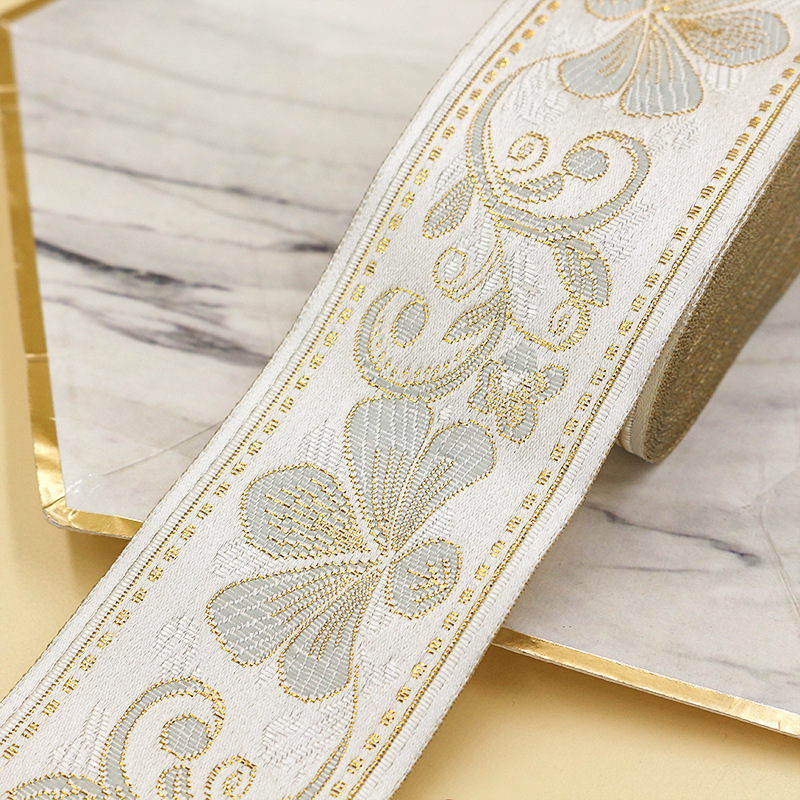 Retro ethnic style webbing 5cm, ancient costume clothing accessories, Hanfu cuffs and waist decorations, artistic light-colored DIY accessories wholesale Item Picture