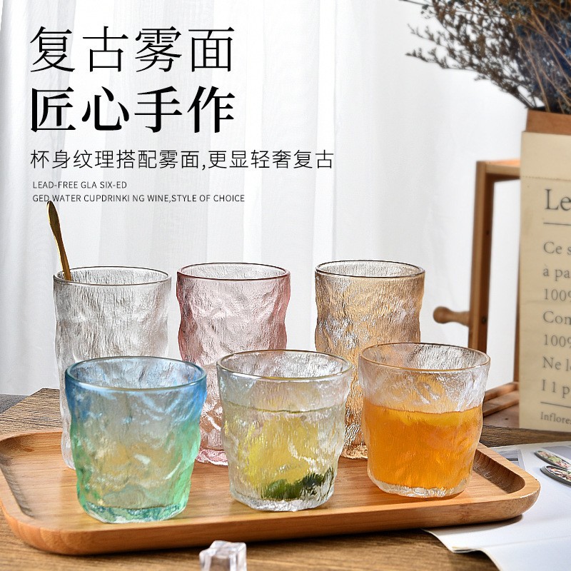 Glacier Pattern cup whisky creative foreign wine glasses, beer water cups, flower tea glass cups, wholesale of internet-famous breakfast cups details Picture
