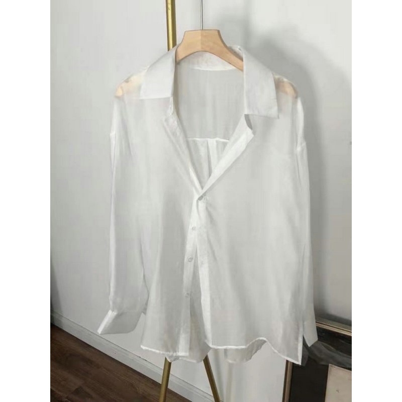 Tensilk Sunblock Shirt For Women Summer Thin Hong Kong Wind Sense Ice Casual Shirt Temperament Loose Top Coat Amazon Specification drawing