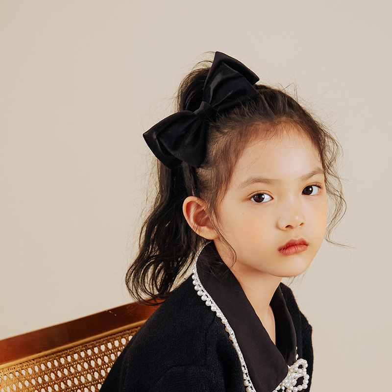 Korean Version Of The New Velvet Double Bow Hair Clip Children Simple Hair Hoop Students Fashion Head Buckle Parent-Child Model details Picture
