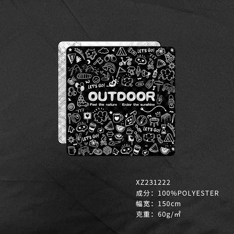 Factory Spot 210T Spring Asia Woven Box Bag Material Beach Pants Picnic Mat Tent Coating Waterproof Printed Fabric details Picture