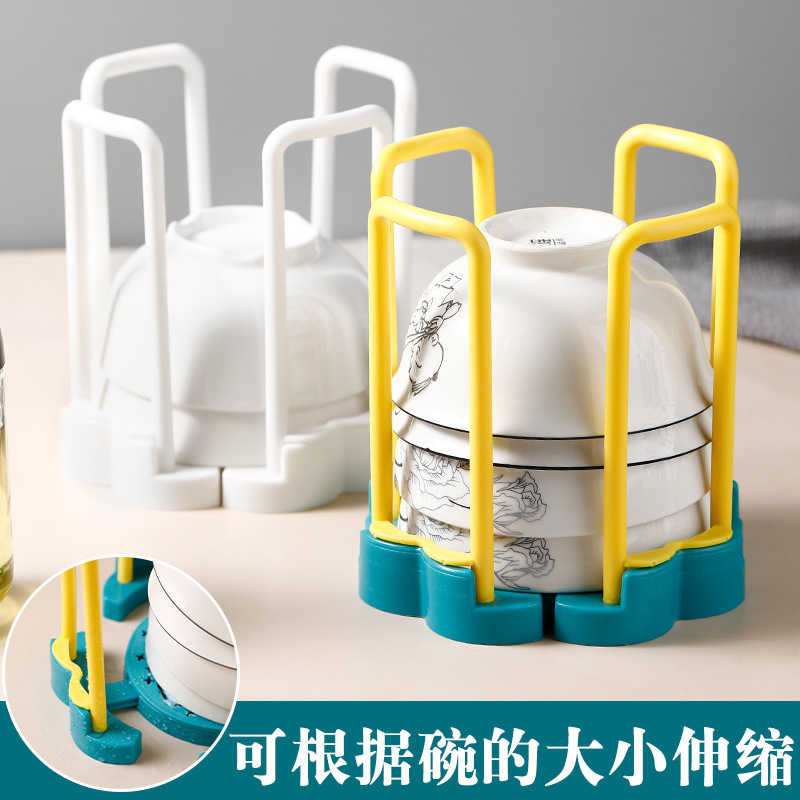 Second-generation extendable draining bowl rack, kitchen draining bowl rack, rotating extendable bowl rack, plastic bowl storage rack details Picture