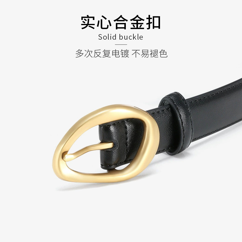 New cross-border pin buckle belt with free shipping, high-end women's waist belt, a small and fashionable light luxury accessory for women, simple wholesale details Picture