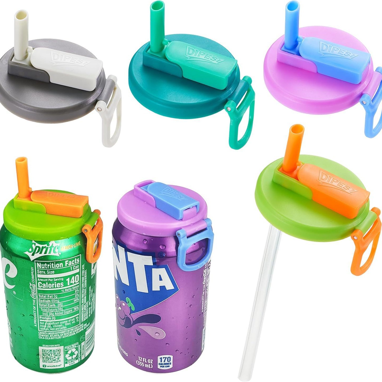 跨境爆款Silicone Straws Soda ​Can Covers硅胶吸管苏打水罐盖