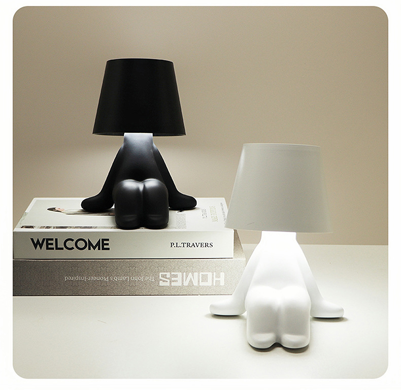 Amazon led Thinker Night Light Resin painting Bedroom bedside usb charging touch little Golden Man night light pic 13