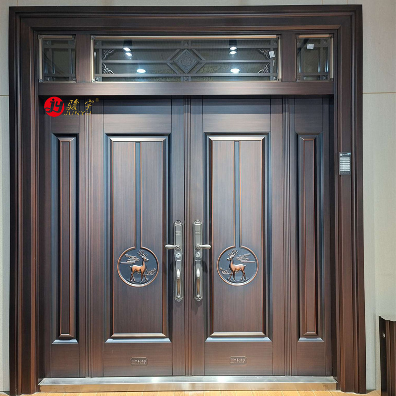 Original manufacturer zinc alloy gate, double door, copper imitation door, villa, rural self-built house, courtyard villa entrance door details Picture