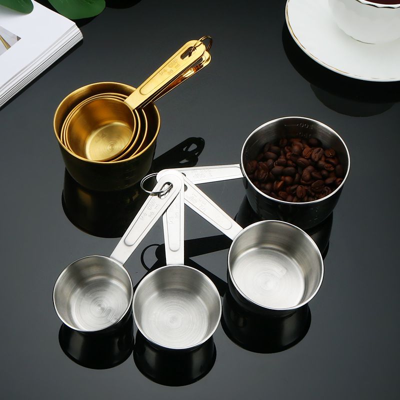 Cross-border 210 430 stainless steel graduated measuring cup set, baking coffee kitchen household four-piece measuring tool set Specification image