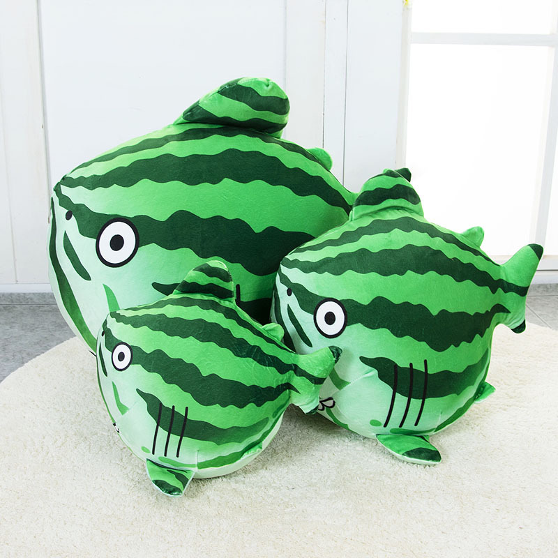 Cute shark melon pillow, shark plush toy, watermelon doll, soft and adorable doll, decorative item, doll cushion, cloth doll pillow