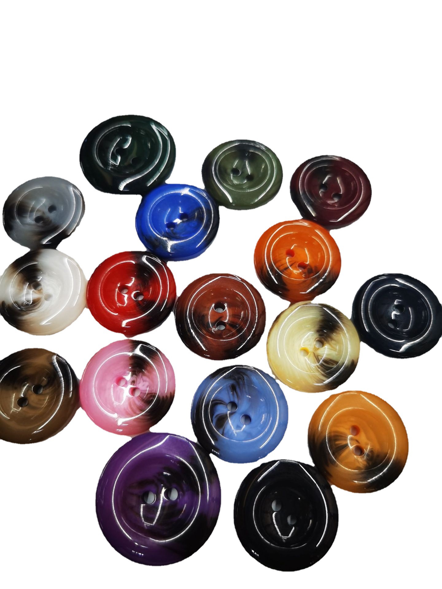 Lotte factory direct supply four-eye resin button rods, patterned buttons, men's and women's windbreaker and overcoat buttons in stock details Picture