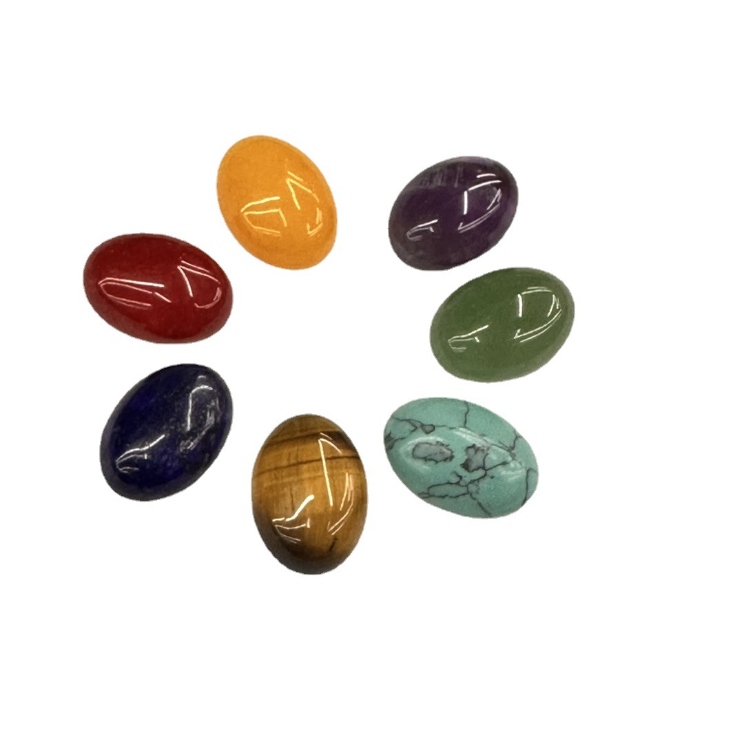 厂家直销新款天然石旦形戒面13x18mm七色一套平底未镶嵌饰品配件半成品饰品配件diy配件